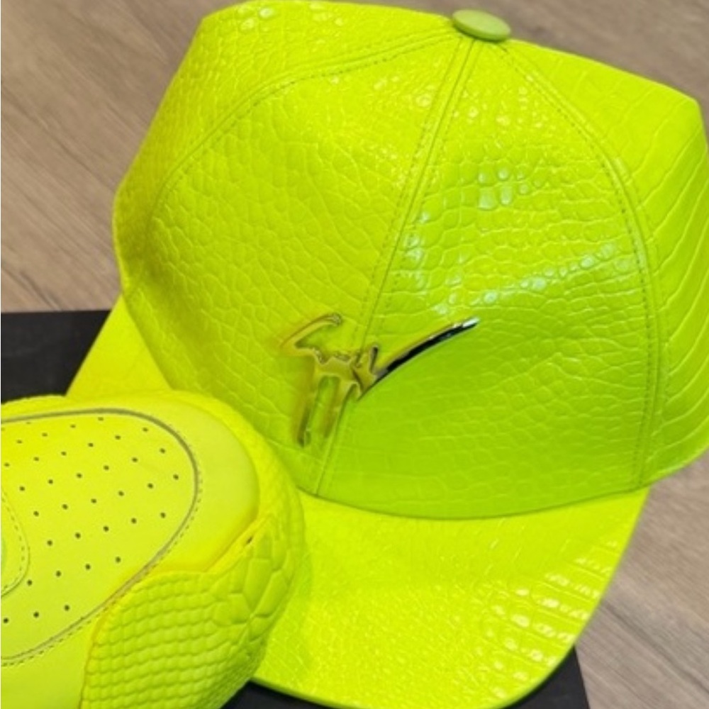Giuseppe Zanotti Poptis Neon Green Croc-Embossed Calf Leather Hat